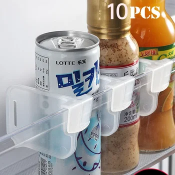 10шт Перегородка для хранения в холодильнике, Выдвижной пластиковый разделитель, шина для хранения, органайзер для кухонных банок для бутылок