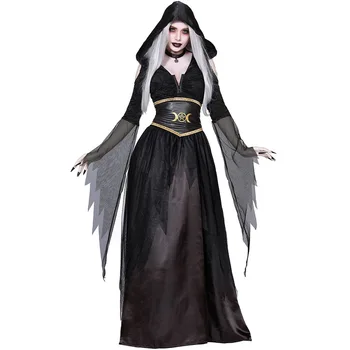Костюмы на Хэллоуин для женщин, женский костюм злой ведьмы, аниме, косплей, плащ для взрослых, костюмы смерти