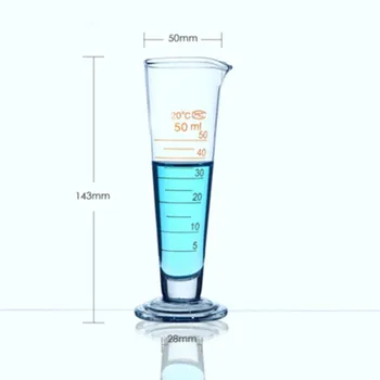 Высококачественный Лабораторный Мерный цилиндр объемом 50 мл со шкалой, Конусообразный Стеклянный мерный стаканчик, лабораторные принадлежности