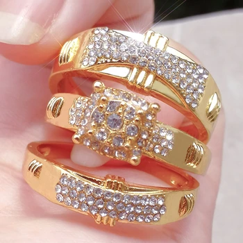 3 шт./компл. Сверкающее обручальное кольцо с цирконием для женщин, идеальный выбор для помолвки с любовью