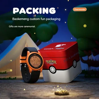 Оригинальные совместные часы ZGO Pokemon Charmander Аниме Светящийся электронный водонепроницаемый будильник мультяшные спортивные часы Детские подарки