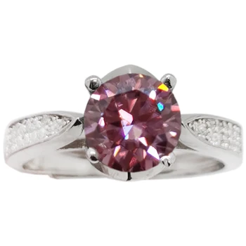 Кольцо с розовым муассанитом весом 1 карат 6,5 мм для помолвки, Обручальное кольцо с искусственным драгоценным камнем, ювелирные изделия из серебра 925 пробы с муассанитом