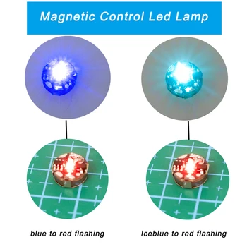 Светодиодная лампа с магнитным управлением 2шт, мигающая от синего до красного цвета, мигающая, игрушки для изготовления моделей своими руками, Роботы, моделирование автомобилей для Диорамы