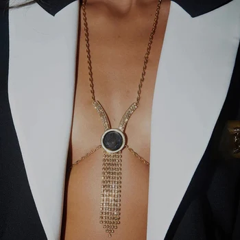 Stonefans Нагрудная цепочка с кисточками, Ювелирный Шейный платок для женщин, кронштейн 2024, ожерелье, кристалл для тела, Модный подарок, Пляжные купальники-бикини