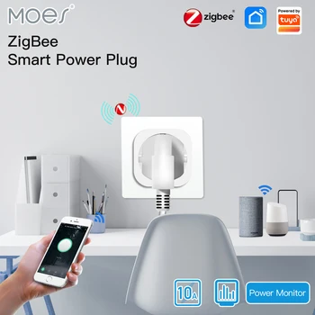 Moes ZigBee Tuya Розетка Power Plug 16A Smart APP Беспроводная Розетка Функциональный Монитор Энергопотребления Таймер Alexa Google ВЕЛИКОБРИТАНИЯ ЕС США