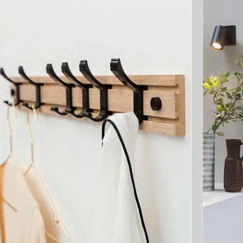 Креативная регулируемая бамбуковая вешалка для одежды, настенные крючки для ванной комнаты Из алюминиевого сплава, крючок для домашнего хранения
