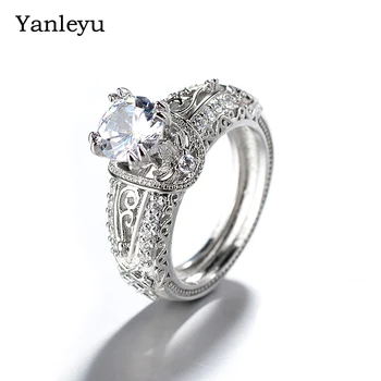 Yanley Элегантное женское обручальное кольцо из чистого серебра, ювелирные изделия со сверкающим кубическим цирконием, обручальные кольца для женщин PR266