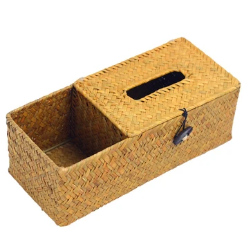 Коробка для Соломенных Тканей Ручной Работы, Многофункциональный Ящик Для Хранения В Гостиной, Коробка Для Извлечения В Столовой, Ящик Для Хранения На Столе В Сельской Местности