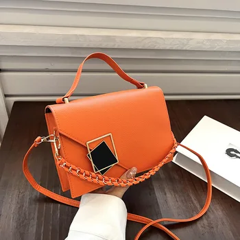 Модная квадратная сумка через плечо с цепочкой на ручке, маленькие сумочки и кошельки, дизайнерские сумки через плечо из цельной искусственной кожи