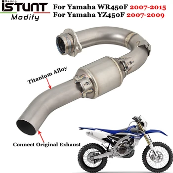 Слипоны Для Yamaha YZ450F WR450F 2007-2015 Мотоцикл Выхлопной Escape Dirt Bike Титановый Сплав Передняя Соединительная Труба Оригинальный Глушитель