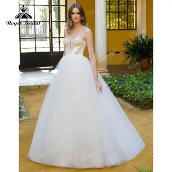 Свадебное платье принцессы-милочки из тюля 2023, элегантные свадебные бальные платья для женщин, свадебное платье с шлейфом и открытыми плечами