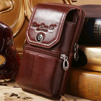 Новый мужской поясной карман из натуральной кожи, маленький поясной ремень, поясная сумочка, модный кошелек из воловьей кожи, сумка для мобильного телефона
