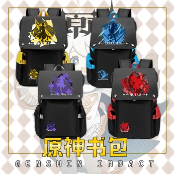 Аниме-игра Genshin Impact Tartaglia Hutao Mona Zhongli, Компьютерный рюкзак большой емкости, Подарок для рюкзака