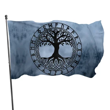 Флаг с Древовидными Рунами Флаги Викингов Древо Жизни Скандинавская Мифология Подарок Подвесной Баннер Домашний Декор