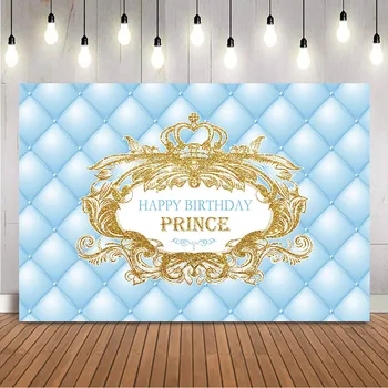 Синий фон для дня рождения в изголовье кровати, Маленький принц, украшение для вечеринки с Днем рождения, баннер, Королевская корона, фон для фото, баннер, реквизит
