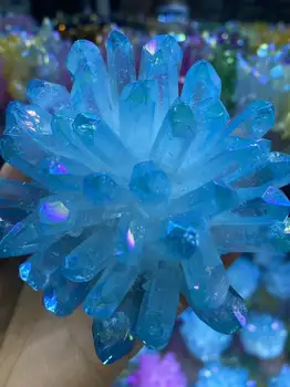 коллекция образцов для размагничивания и очистки натурального гальванического голубого кристалла из необработанного камня