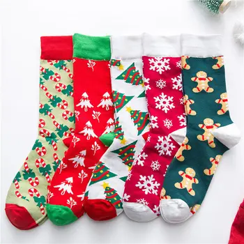 1 Пара Хлопчатобумажных Мультяшных Носков Warm Cookie Man Snowflake Женские Короткие Носки-Трубки Seasons Winter Sockslow Thermal Рождественский Подарок