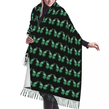 Модный шарф с бабочкой, Флаг Саудовской Аравии, Шарф с кисточками, Женские зимние теплые шали, обертывания, Женская мода, Роскошные Универсальные шарфы