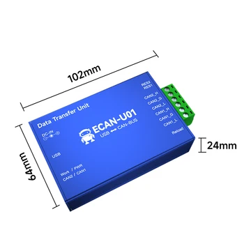 COJXU Преобразователь протокола CAN в шину CAN2.0 в USB2.0 CANBUS 2-полосный Прозрачный Приемопередатчик ECAN-U01