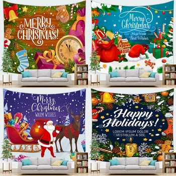 Home Decor Christmas Tapestry Bedroom Living Room  Santa Claus  Reindeer Print  Рождественский гобелен