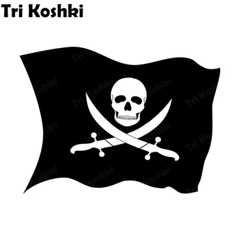 Три Кошки Kcs735 Черный фон Пиратский флаг Наклейка для автомобиля ПВХ Наклейки Наклейка для мотоцикла на бампер автомобиля Ноутбук Стена грузовика