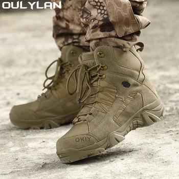 Армейские тактические ботинки Мужские Военные Пустынные Водонепроницаемые рабочие защитные ботинки Тренировочные Альпинистские походные ботинки Мужские походные ботинки