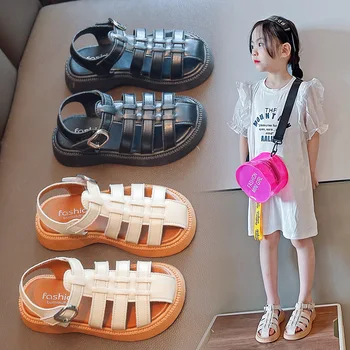 Детские сандалии для девочек, детская обувь, летние сандалии принцессы для девочек, 2023, Размер детской обуви на пляже Баотоу, размер 7, 5, 8, 2, 10 лет