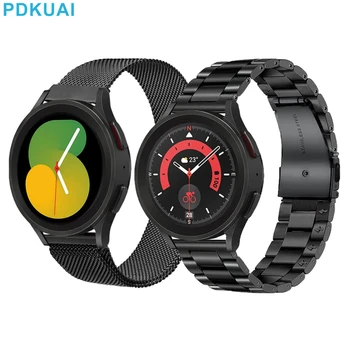 Металлический Ремешок для Samsung Galaxy Watch 5 4 3 Active 2 Gear S3 Amazfit GTR Huawei GT3 2 Pro Браслет с Сетчатой Петлей из Нержавеющей Стали