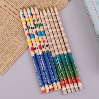10ШТ креативных четырехцветных однотонных карандашей с тонкой сердцевиной rainbow pencil