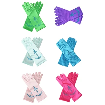 Длинные шелковые перчатки принцессы для девочек с принтом в виде блесток, перчатки для выступлений на сцене