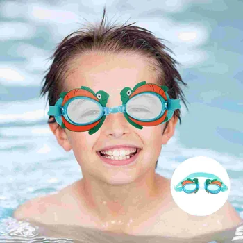 1 шт. детские силиконовые очки для плавания из ПК, детские очки для плавания с забавной мультяшной черепахой (зеленые)