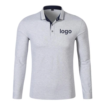 Осенняя мужская рубашка поло 2023 года, рубашки с длинным рукавом и отложным воротником, Однотонные пуловеры с длинными рукавами, Женские повседневные футболки с логотипом на заказ