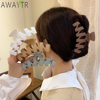 AWAYTR Hair Claws Краб Однотонная Акриловая Заколка Винтажная Заколка Для Волос Простые Элегантные Аксессуары Для Волос Зажим Для Конского Хвоста Крабы Женщины
